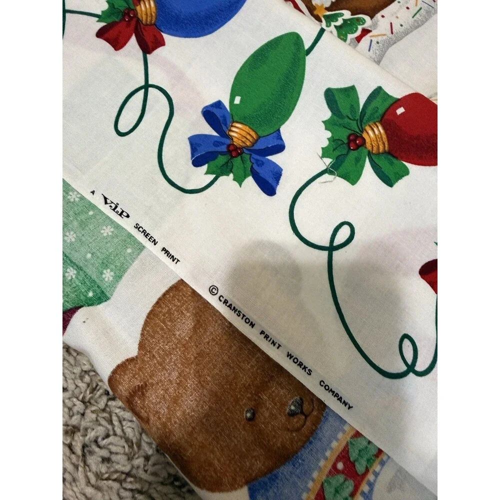 VIP Cranston Happy Holiday Appliques Christmas Fabric Panel Bear Gingerbread